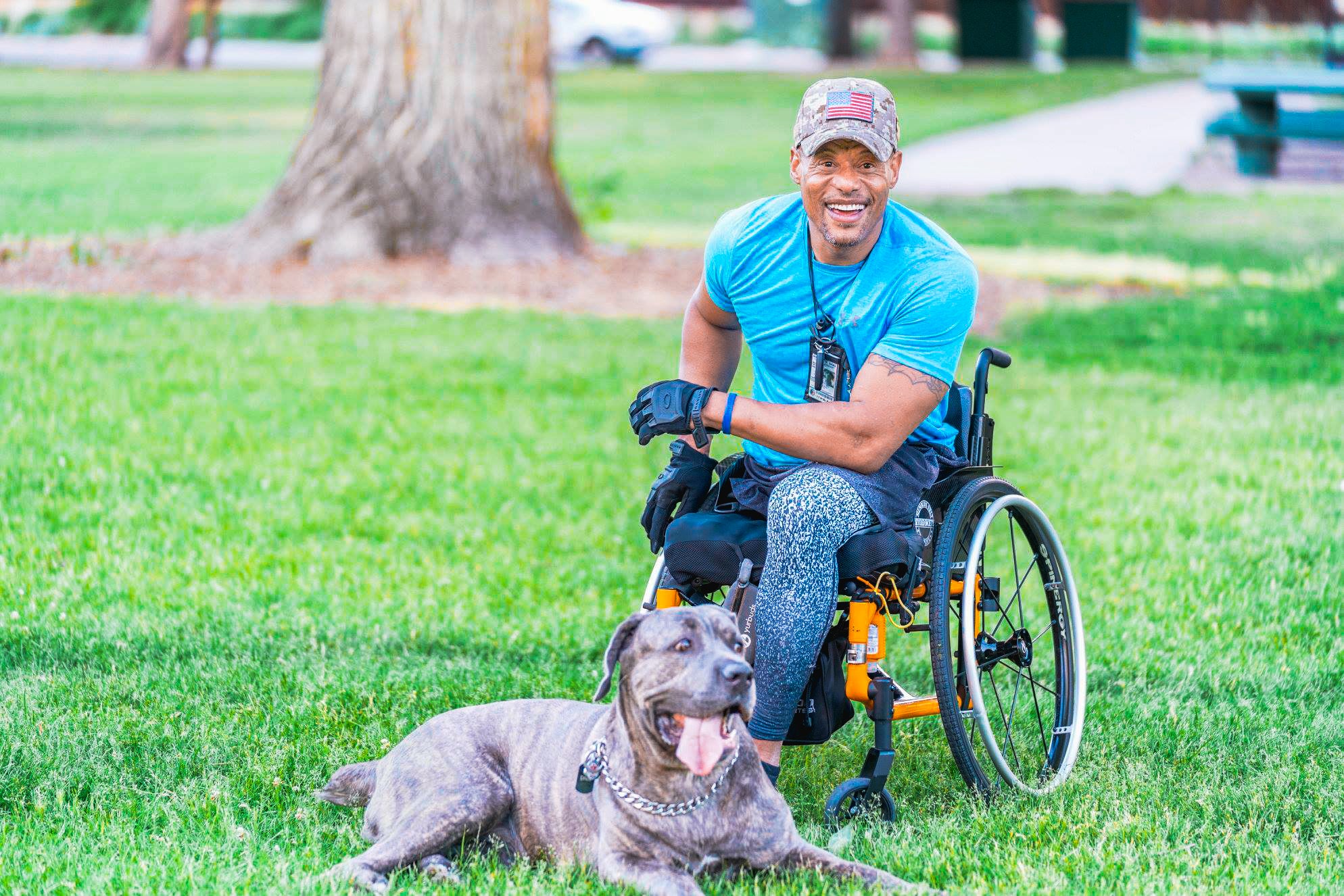 Portrait of Amplife® Supporter Tony Drees with his dog