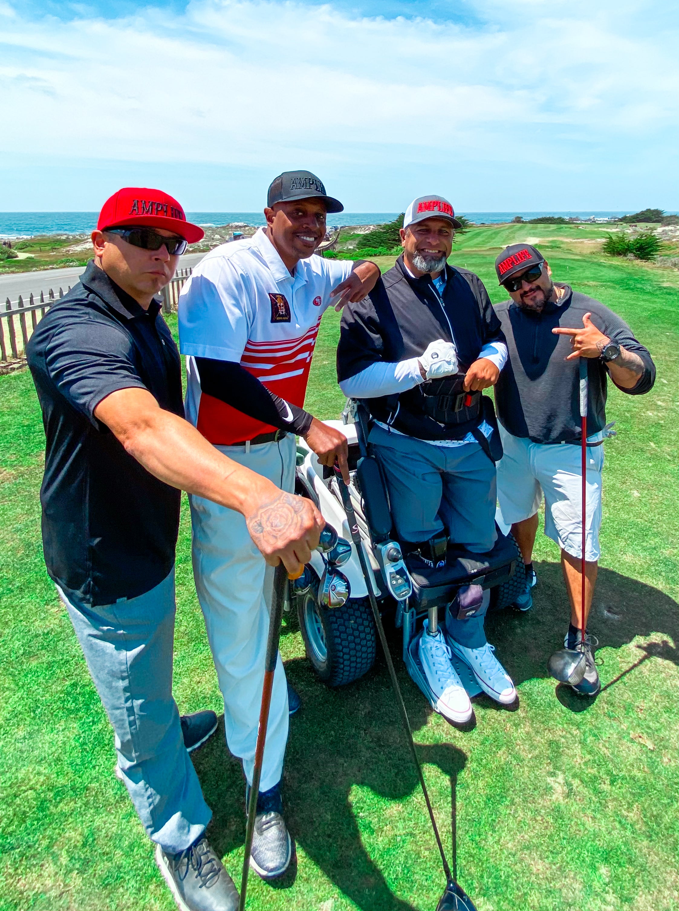 Amplife® Foundation & Amplife® Founder Abdul Nevarez golfing with three Amplife® Supporters